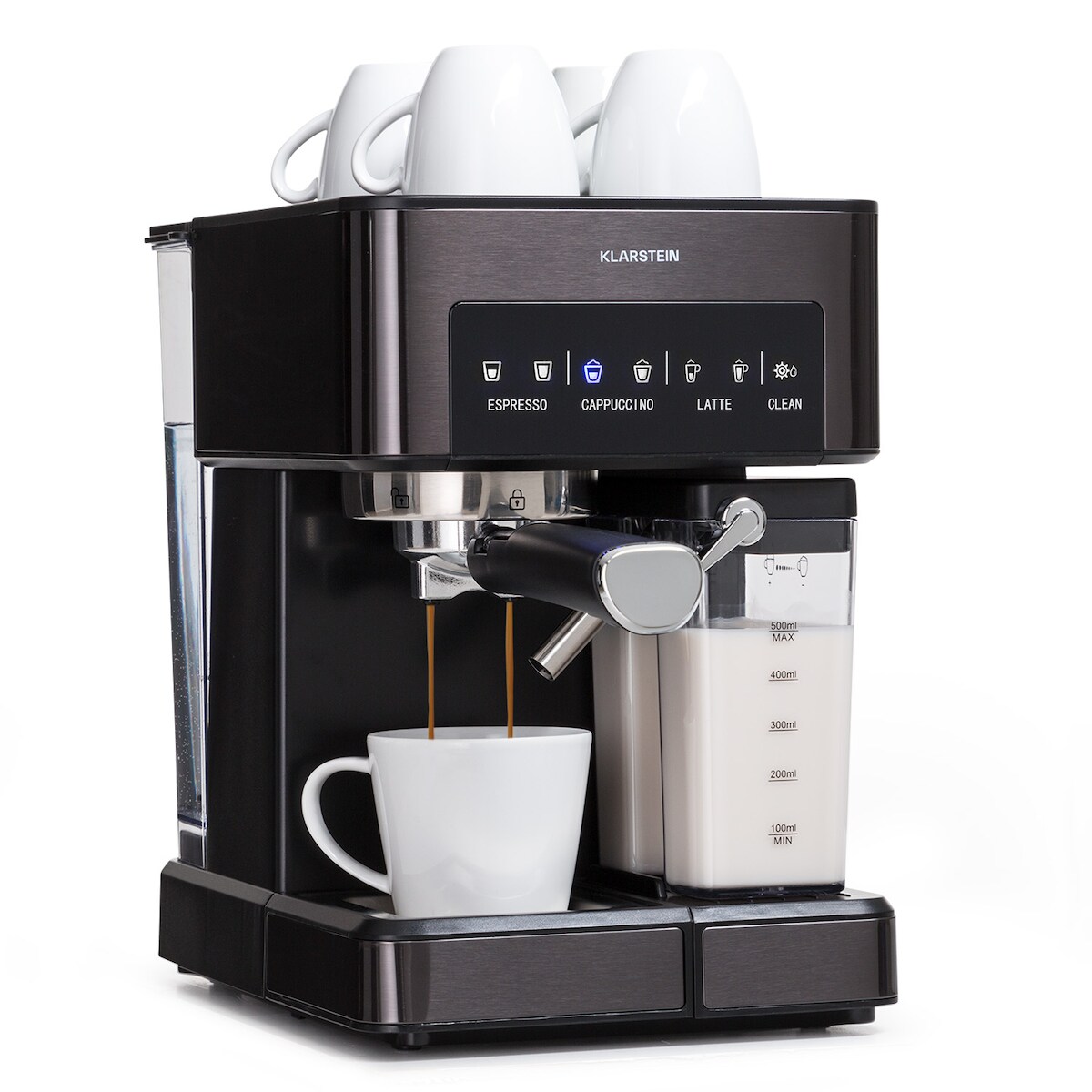 Klarstein Arabica Comfort Siebträgermaschine 1350W 20 Bar 1,8l Touch-Bedienfeld Schwarz Image
