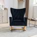 Gemma Violet Kristy Rocking Chair Solid + Manufactured Wood/Wood/Velvet in Black | 37.4 H x 28.4 W x 33.5 D in | Wayfair