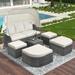 Outdoor Patio Furniture Wicker Sectional Sofa Set with Retractable Canopy, Daybed Sunbed, Liftable Table