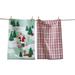 Skiing Santa Dishtowel S/2