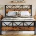 Queen Bed Frame, Tall Industrial Headboard 51.2", Platform Bed Frame Queen with Strong Metal Support, Solid and Stable