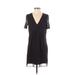 Zara Casual Dress - Shift Plunge Short sleeves: Black Dresses - Women's Size X-Small