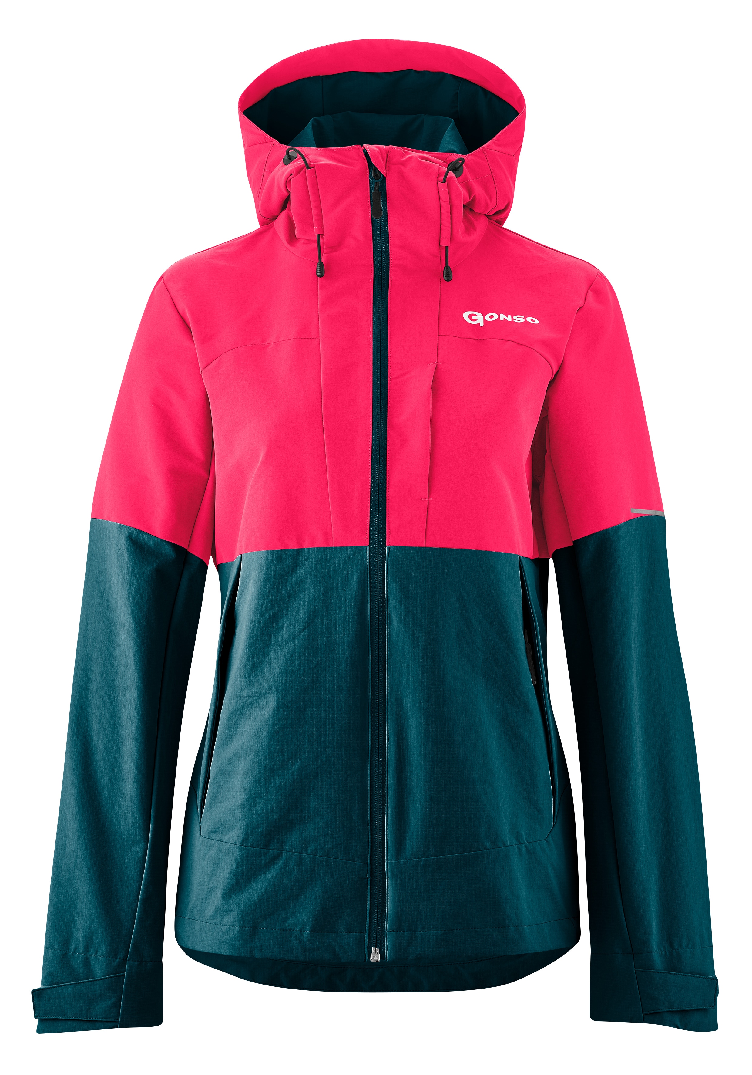 Fahrradjacke GONSO "LAVARELLA", Damen, Gr. 34, pink (neonpink), 93% Polyamid, 7% Elastan, Rundhals, Jacken, MTB-spezifischer Schnitt und Material - strapazierfähig und formstabil Image