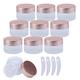 LusDoly 10 Pcs Empty 30ml / 30g Frosted Transparent Glass Jars with Aluminum Lids, Refillable Cosmetic Containers Travel Jars for Body Butter,Scrubs,Face Cream Lotion with 4 Pcs Spatula