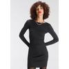 Strickkleid AJC, Damen, Gr. 34, N-Gr, schwarz, Rippstrick, Obermaterial: 70% Viskose, 30% Polyamid, clean, unifarben, casual, figurbetont mini, U-Boot-Ausschnitt, Langarm, Kleider Partykleid, festlich, Mini-Länge, figurbetont, aus Viskose und Polyamid