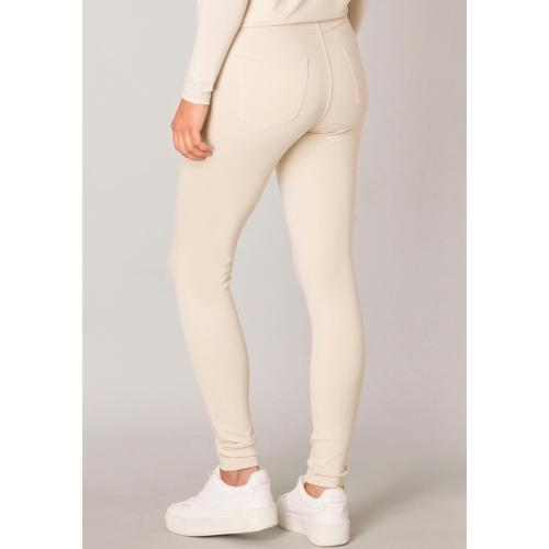 Treggings BASE LEVEL Gr. 44, N-Gr, beige (light beige) Damen Hosen mit elastischem Bund