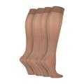 IOMI Womens 2 Pairs Ladies 40 Denier Compression Knee High Energising Socks - Beige Nylon - Size UK 4-6.5