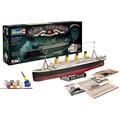 Revell Gift Set 05715 R.M.S. Titanic 100th Anniversary 1:400 Scale Unbuilt Plastic Model Kit, Postcards, Brochure, Menu, Contacta Professional Glue, Paintbrush & Selected Aqua Color Paints