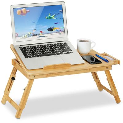 Relaxdays - Laptoptisch für Couch, Bambus, klappbar, höhenverstellbar, neigbare Tischplatte, Image