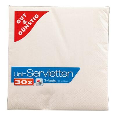 Gut und Günstig Servietten 3-lagig unifarben 30 Stück 33x33 cm gold, 33x33 cm