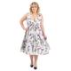 Miss Lavish London Frauen Plus Größe Kleider Retro Swing Blumen Rockabilly 40s und 50er Jahre Vintage Brautjungfer Kleid [BLUMEN-WEISS-22]