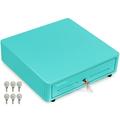 Cash Register Drawer for (POS) Point of Sale System with Round Corner 13 Removable Coin Tray 4 Bill/5 Coin 24V RJ11/RJ12 Key-Lock Media Slot Cash Till Money Drawer for Businesses Light Blue