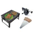 VYATIRANG Portable Barbeque Grill Toaster Charcoal BBQ Grill Oven Home Barbecue Grill Carbon Steel Indoor and Outdoor Garden Traveling Cooking use (BBQ Combo)