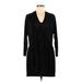 Zara W&B Collection Casual Dress - Mini V Neck 3/4 sleeves: Black Print Dresses - Women's Size Medium