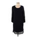 Velvet Casual Dress - Shift Scoop Neck 3/4 sleeves: Black Print Dresses - New - Women's Size X-Small