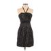 BCBGMAXAZRIA Cocktail Dress - A-Line Halter Sleeveless: Black Dresses - Women's Size 2