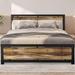 Queen Bed Frame with Headboard and Footboard, Heavy Duty Metal Platform Bed Frame Queen Size, Rustic Style