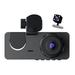 Holiday Savings 2022! Feltree 3 Channel Dash Cam Front And Rear Inside HD 1080P Dash Camera 170Â°+140Â° Wide Angle IR Night Vision Loop Recording G-Sensor Gold