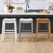 Julien Bar & Counter Stool - Counter Height (23"H Seat), Gray Painted, Quilted Bonded Leather, Gray Painted/Quilted Navy/Counter Height - Grandin Road