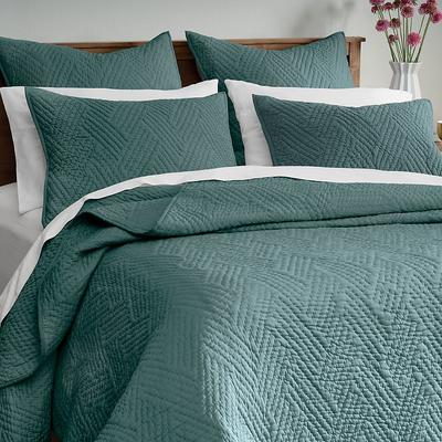 Bliss Cotton Hand Stitched Quilt - Full/Queen, Emerald - Grandin Road