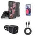 Accessories for Motorola Moto G Stylus 5G 2023 - Belt Holster Kickstand Rugged Case (Pink Cherry Blossom) Screen Protectors 30W Dual (USB-C USB-A) Car Charger Type-C to USB Cable
