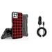 BC Kombo Series Case for Celero 5G+ (Plus) - Belt Holster Rugged Kickstand Cover (Red Black Plaid) with 15W Fast Charging Type-C Car Charger with Extra USB Port (6 Foot)