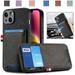 Nalacover Case for iPhone 14 Back Card Slots Wallet Case Vintage Denim Pattern PU Leather Magnet Car Mount Cover for iPhone 14 Full Edge Protection Anti-Drop Shockproof Case Black