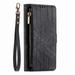 Dteck for Samsung Galaxy A54 5G Wallet Case PU Leather Magnetic Flip Case with Lanyard Strap Wristlet Zipper Card Holder for Samsung Galaxy A54 5G Black