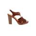 Kenneth Cole REACTION Heels: Slingback Chunky Heel Boho Chic Brown Print Shoes - Women's Size 6 - Open Toe