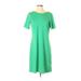Lands' End Casual Dress - Shift: Green Solid Dresses - Women's Size Small