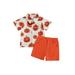 Ma&Baby Toddler Boy Halloween Costume Outfit Set Baby Boy Pumpkin Print Lapel Shirt and Shorts Set