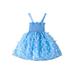 Frobukio Toddler Kids Girls Ruched Dress Casual Butterfly A-Line Dress Beach Party Princess Dress Summer Dress