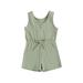 Qtinghua Toddler Baby Girls Sleeveless Ribbed Romper Solid Color Jumpsuit Overall Shorts Summer Clothes Bean Green 18-24 Months