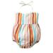 Frobukio Toddler Baby Girls Romper Stripe Tie-Up Halter Neck Sleeveless Ruffle Bodysuit Newborn Jumpsuit Summer Clothes