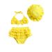 Frobukio 3PCS Toddler Baby Girls Summer Swimwear Outfits Hanging Neck Tops Layered Ruffle Shorts Hat Swimsuit