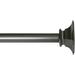 spotblinds Adjustable Single Curtain Rod for Windows - 5/8 Flat Square Drapery Rod Set with Finial and Brackets - Dark Grey 48-84 Inch