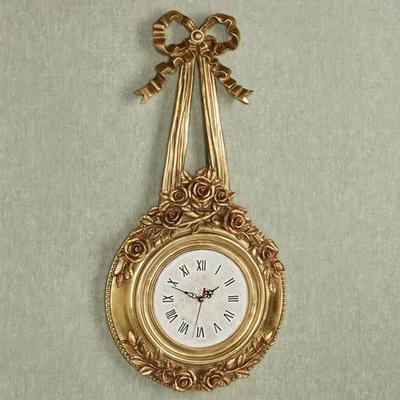 Ribbons and Roses Wall Clock Venetian Gold , Venetian Gold