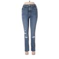 Abercrombie & Fitch Jeans - Mid/Reg Rise Skinny Leg Denim: Blue Bottoms - Women's Size 6 - Distressed Wash