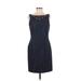 Jessica Simpson Casual Dress - Sheath Boatneck Sleeveless: Blue Print Dresses - Women's Size 6