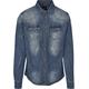 Langarmhemd BRANDIT "Brandit Herren Riley Denim Shirt" Gr. M, US-Größen, blau (blue washed) Herren Hemden Langarm