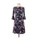 Eliza J Casual Dress - Fit & Flare: Blue Floral Dresses - Women's Size 2 Petite