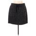 Ann Taylor LOFT Casual Mini Skirt Mini: Black Tweed Bottoms - Women's Size Medium Petite