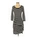 Express Casual Dress - Sheath Scoop Neck 3/4 sleeves: Black Color Block Dresses - Women's Size Small