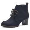 Schnürstiefelette MARCO TOZZI, Damen, Gr. 36, blau (dunkelblau kombiniert), Textil, Lederimitat, unifarben, Veloursleder, klassisch, Schuhe, Blockabsatz, Ankleboots, Schnürboots mit Ziernähten