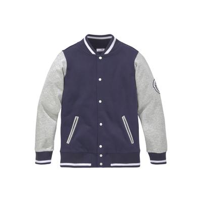 Sweatjacke KANGAROOS "im Collegestyle", Jungen, Gr. 176/182, blau (marine, grau), angeraute Sweatware, Obermaterial: 100% Baumwolle, sportlich, Basic, Langarm Rippbündchen, Sweatjacken, Collegejacke Image