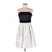 Max and Cleo Cocktail Dress - A-Line Strapless Strapless: Gray Color Block Dresses - Women's Size 8