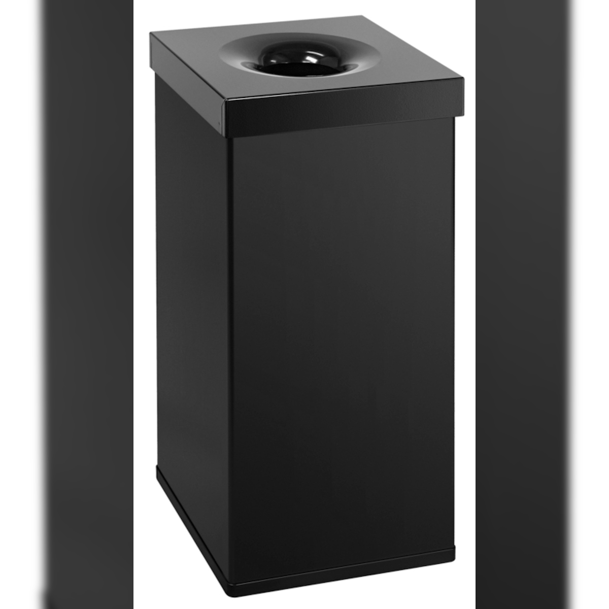 PROREGAL Selbstlöschender eckiger Abfallsammler aus Aluminium | 110 Liter, HxBxT 76,5x37x37cm | Schwarz Image