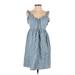 Good Luck Gem Casual Dress - A-Line: Blue Print Dresses - Women's Size Small
