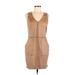 Sienna Sky Casual Dress - Sheath V Neck Sleeveless: Tan Print Dresses - Women's Size Medium