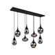 Trio Lighting - Trio Lumina Plafonnier suspendu moderne à 8 lumières, noir mat